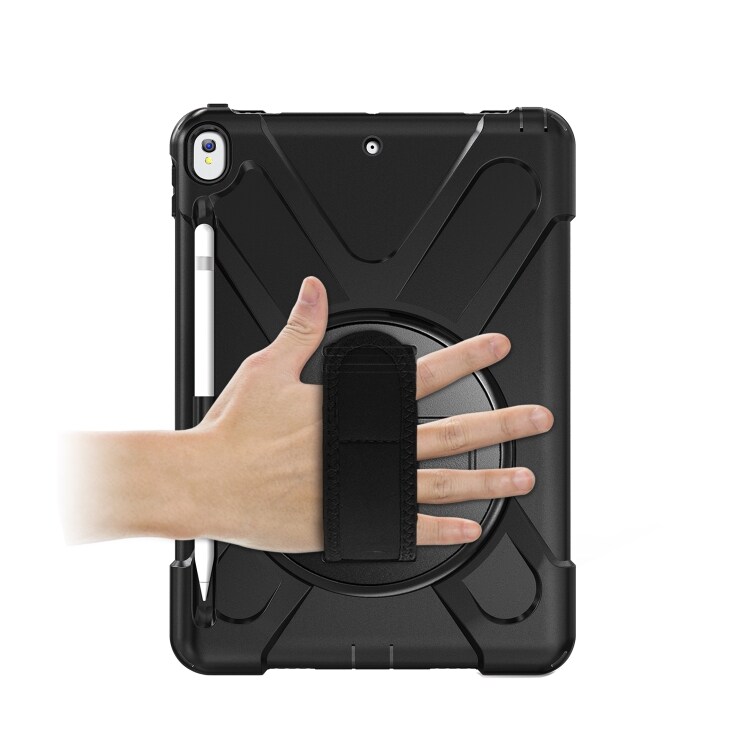 Suojakuori käsi -ja olkahihnalla, telineellä & kynäpidikkeellä iPad Pro 10.5, Musta