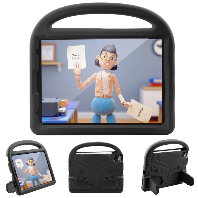 Iskunkestävä lapsiystävällinen kotelo telineellä ja kahvalla iPad Pro 11 (2020), Musta