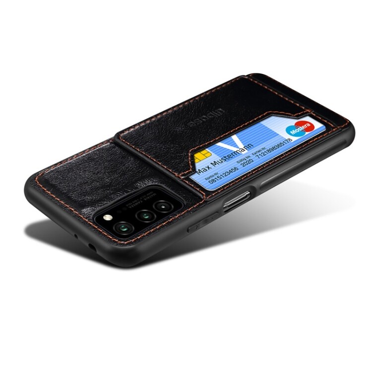 Keinonahkakuori telineellä Samsung  Galaxy A51 - Musta