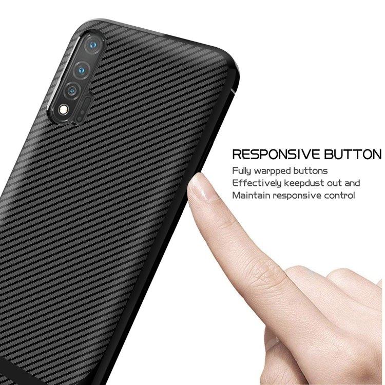 TPU kuori Huawei nova 6, Carbon Fiber+Musta