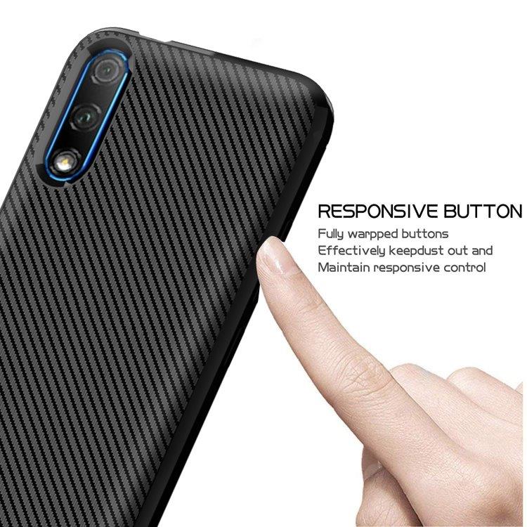 TPU kuori Huawei Y9s, Carbon Fiber+Musta