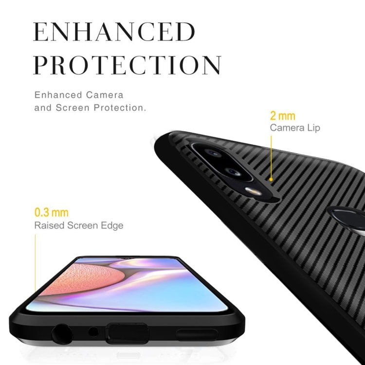 TPU kuori Huawei P Smart (2019), Carbon Fiber+Musta