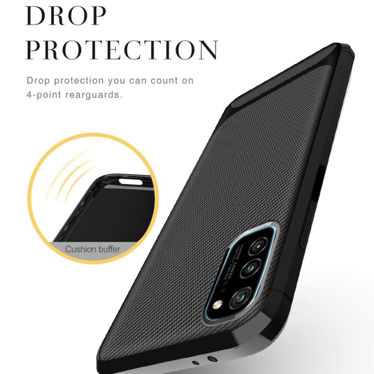 TPU kuori Huawei Honor V30 / V30 Pro, Carbon Fiber+Musta