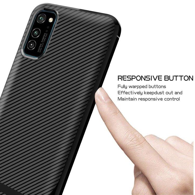 TPU kuori Huawei Honor V30 / V30 Pro, Carbon Fiber+Musta