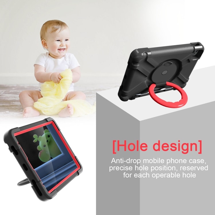 Iskunkestävä kotelo lapsille telineellä ja kahvalla iPad Pro 11 (2020), Musta + Punainen