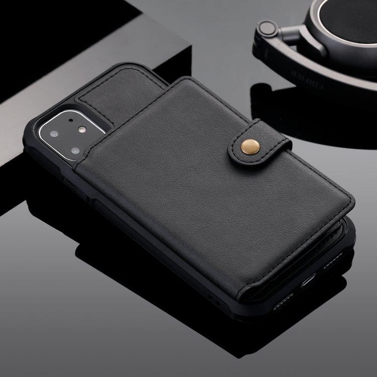 Shockproof Lompakkokuori telineellä  & kolikkotaskulla iPhone 11, Musta