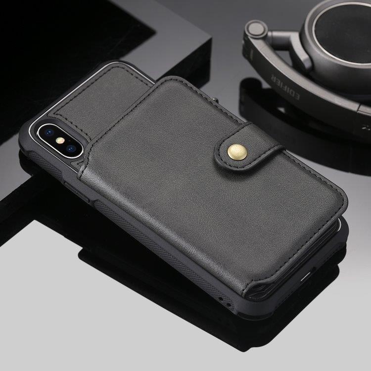 Shockproof Lompakkokotelo telineellä & kolikkotaskulla iPhone X / XS, Musta