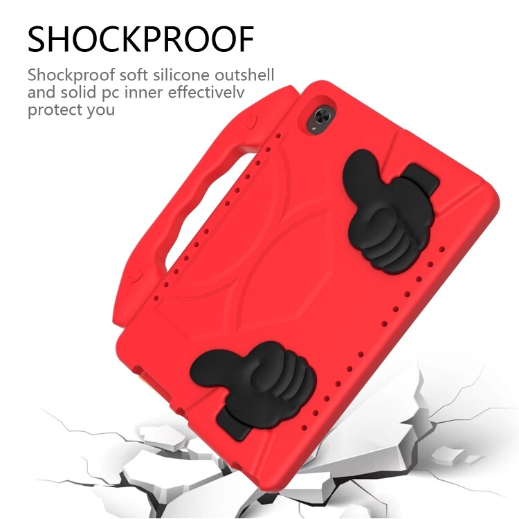 Iskunkestävä kotelo lapsille telineellä ja kahvalla Huawei MediaPad M6 10.8", Punainen