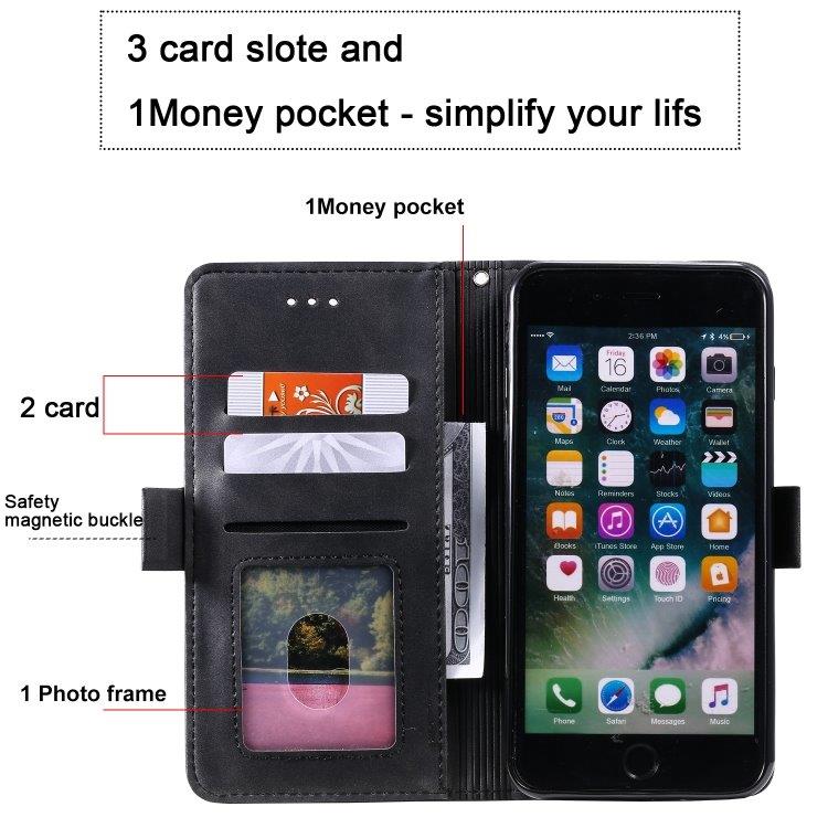 Lompakkokotelo telineellä iPhone iPhone 7 Plus / 8 Plus, Musta