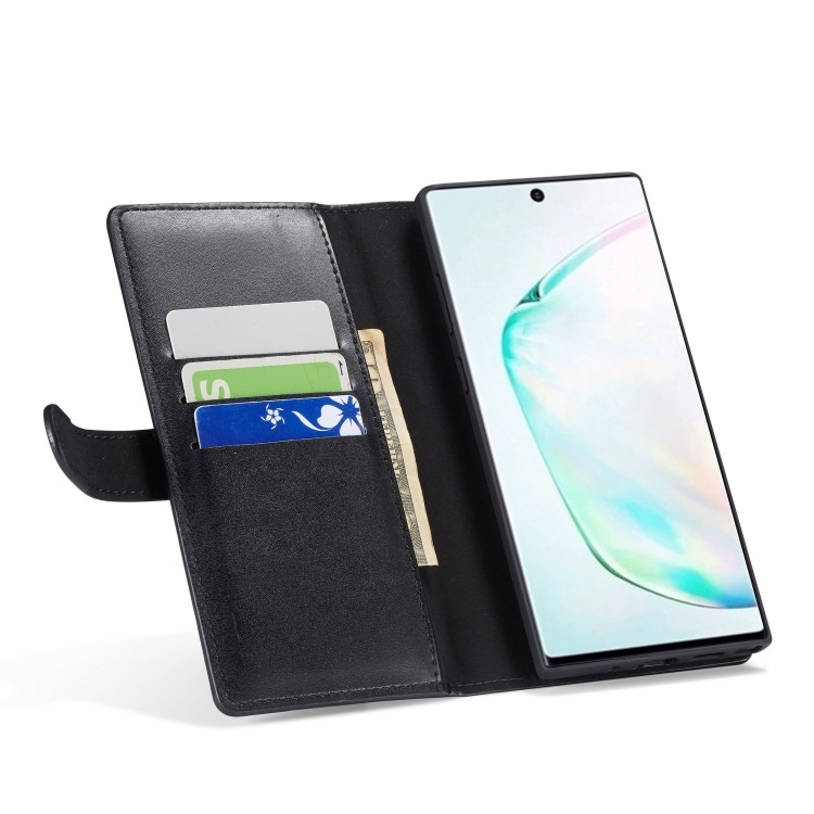 Lompakkokotelo kolikkolokerolla Samsung Galaxy Note 10, Musta