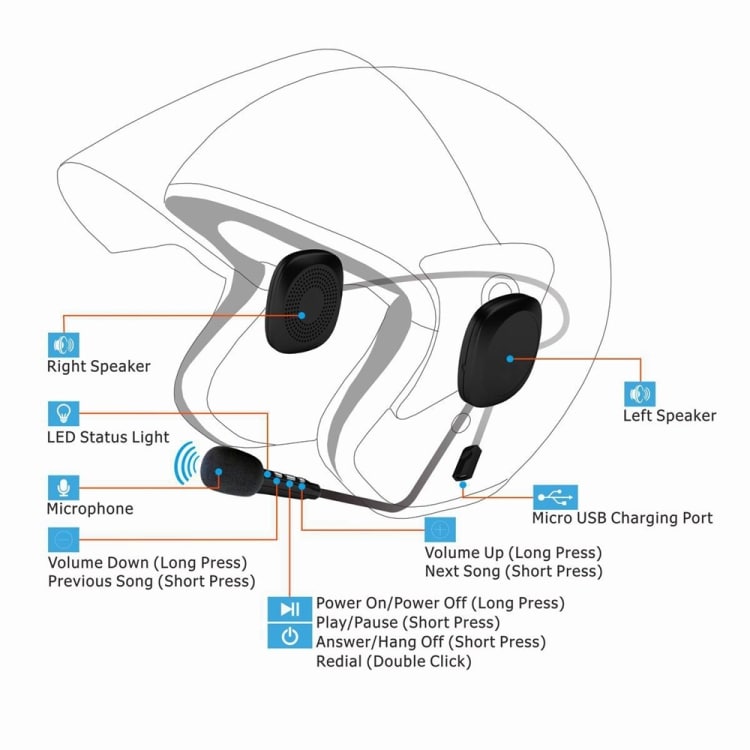 Motorcykel Bluetooth Intercom Kuulokemikrofoni