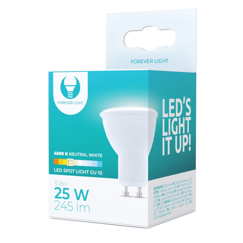 LED-Lamppu GU10 3W 230V 4500K 245lm