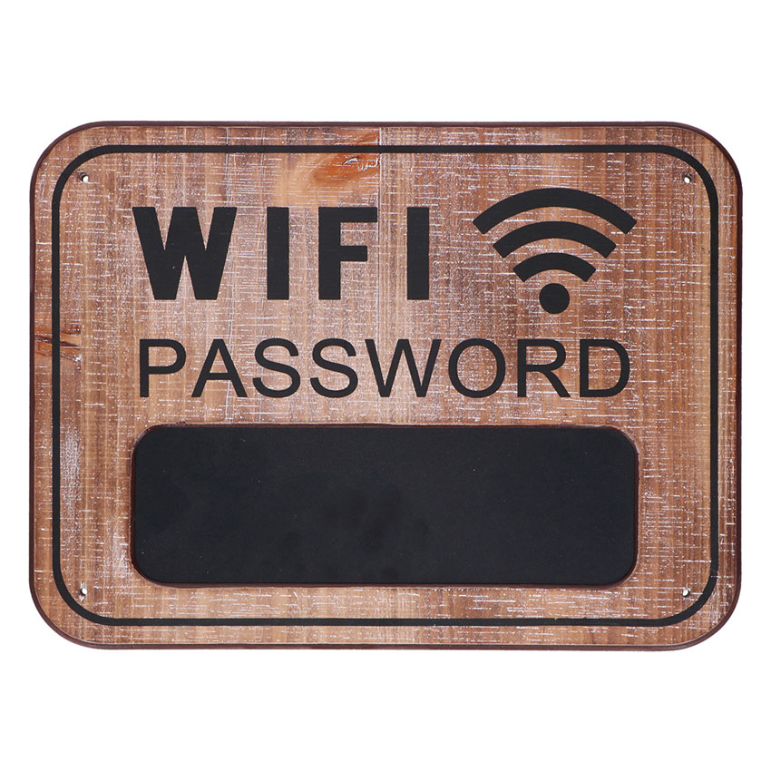 Seinäkyltti puuta WiFi -ja Blackboard - salasanoille