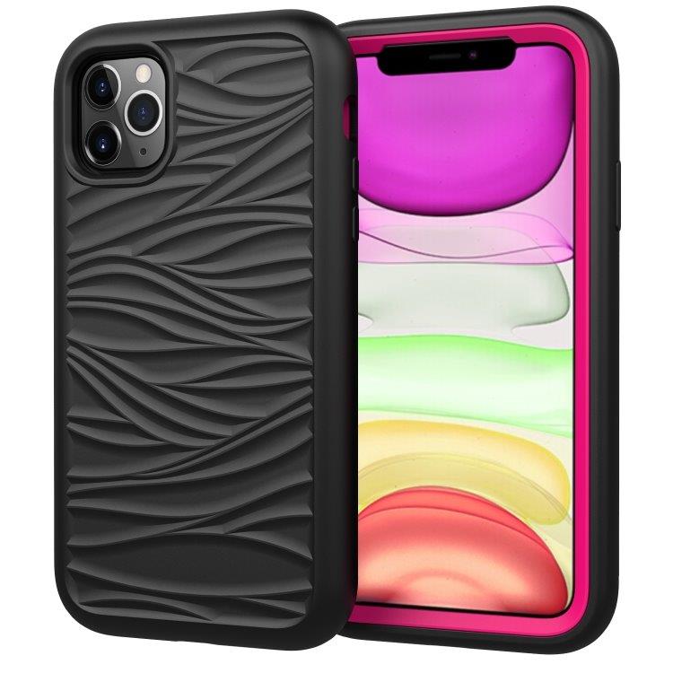 Aaltokuvioitu silikonisuoja iPhone 11 Pro Musta & Pinkki
