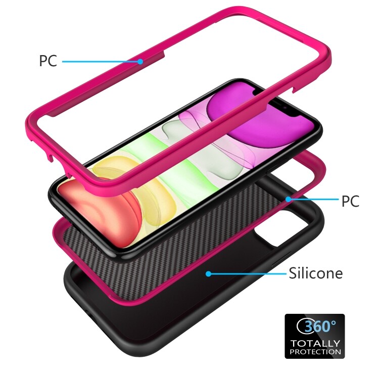 Aaltokuvioitu silikonikuori iPhone 11 Musta & Pinkki