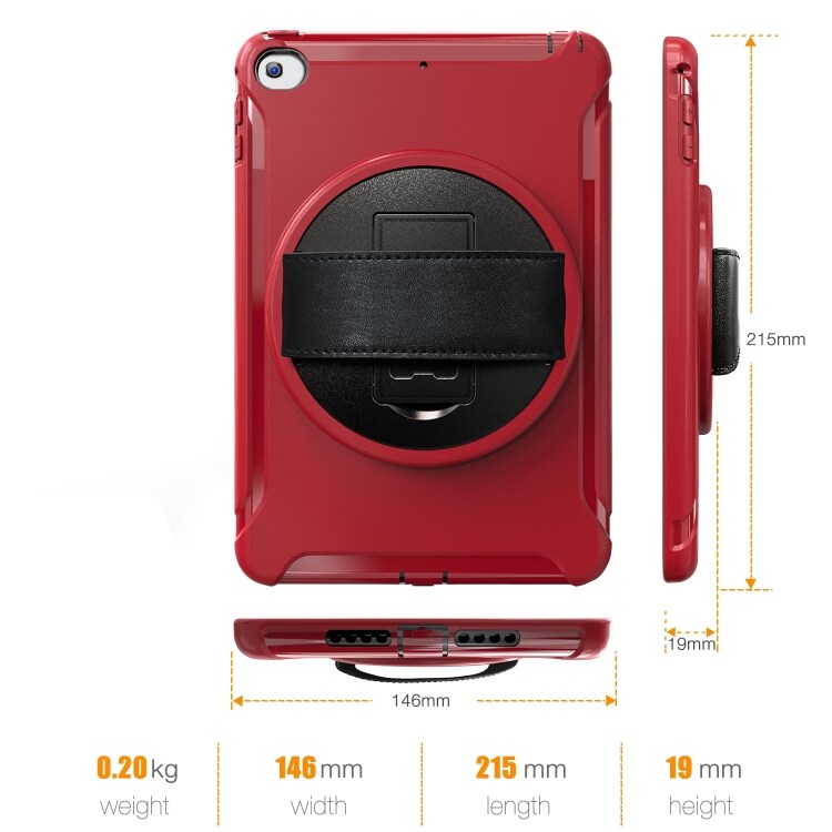 360 astetta kääntyvä kotelo iPad mini 2019 & mini 4 Red