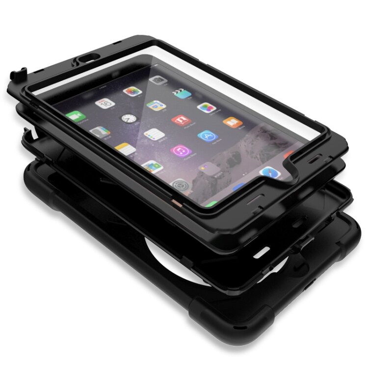 Iskusuojattu kuori silikonia kahvalla iPad Mini 3 & 2 & 1 Musta