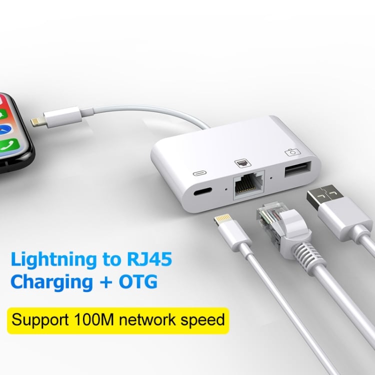 iPhone/iPad hubi lightning - Ethernet + USB + Lightning