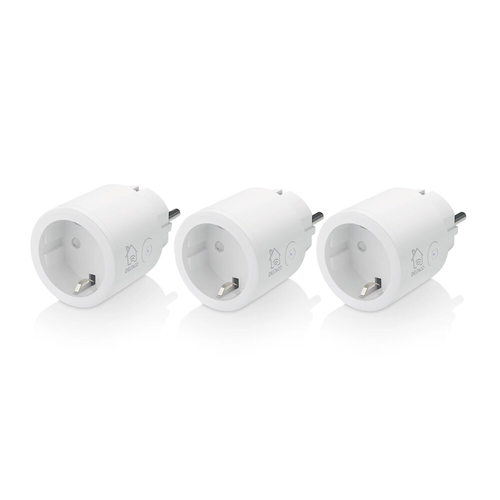 Deltaco Smart Home älypistorasia, WiFi Valkoinen 3 kpl pakkaus