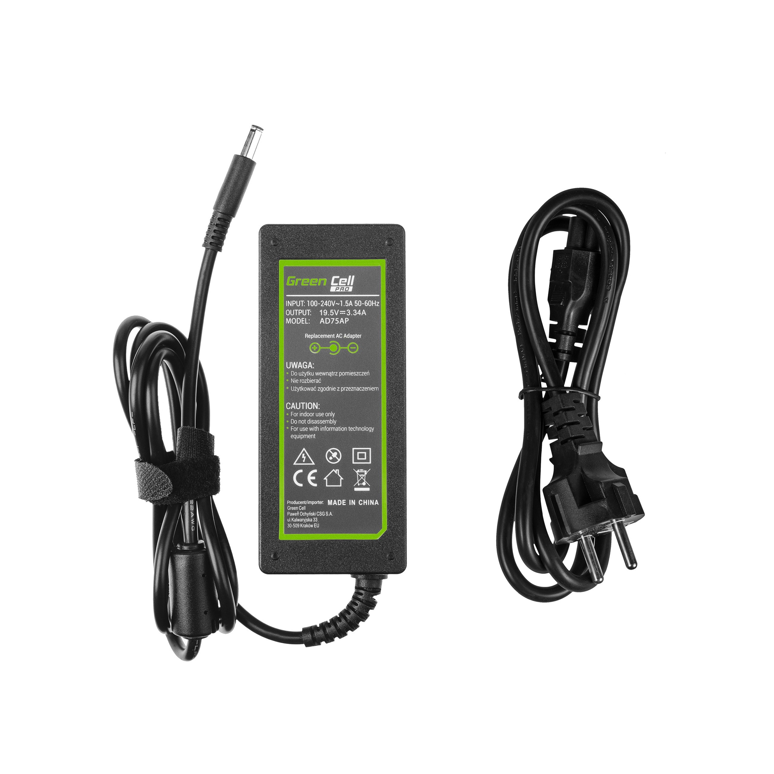 Green Cell PRO laturi / AC Adapteri 19.5V 3.34A 65W Dell Inspiron 15 3543