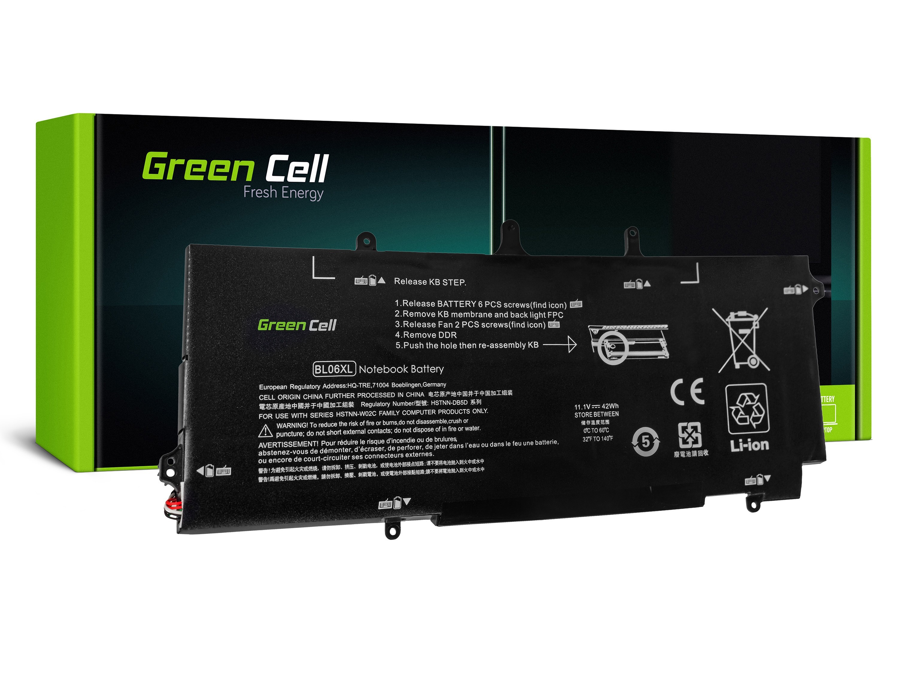 Green Cell kannettavan akku HP EliteBook Folio 1040 G1 G2 / 11,1V 3100mAh
