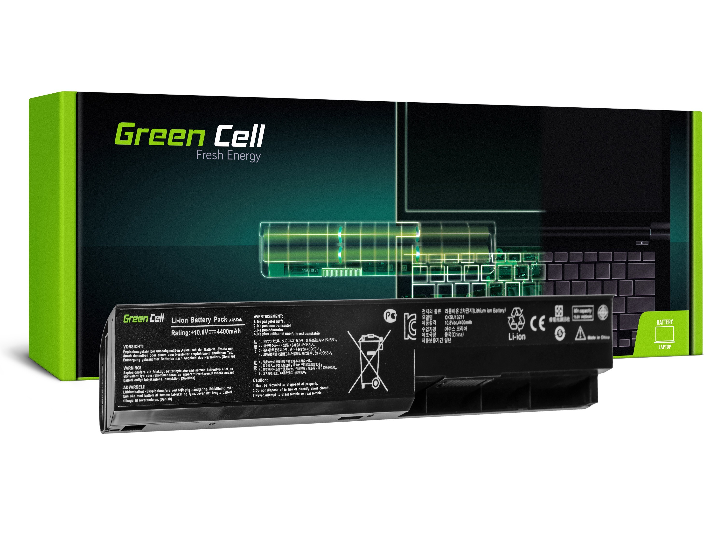 Green Cell kannettavan akku Asus X301 X301A X401 X501 / 11,1V 4400mAh