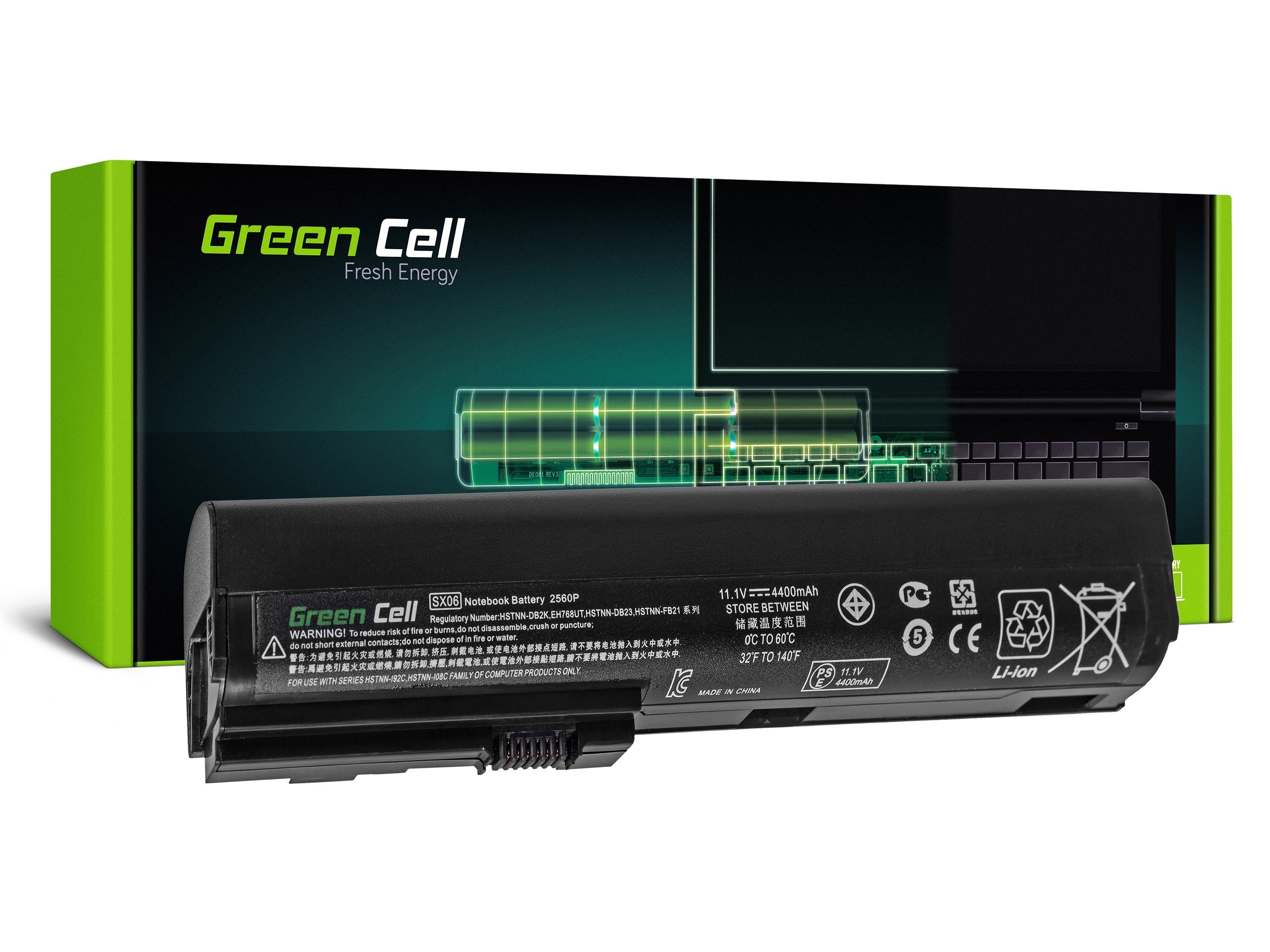 Green Cell kannettavan akku HP EliteBook 2560p 2570p / 11,1V 4400mAh