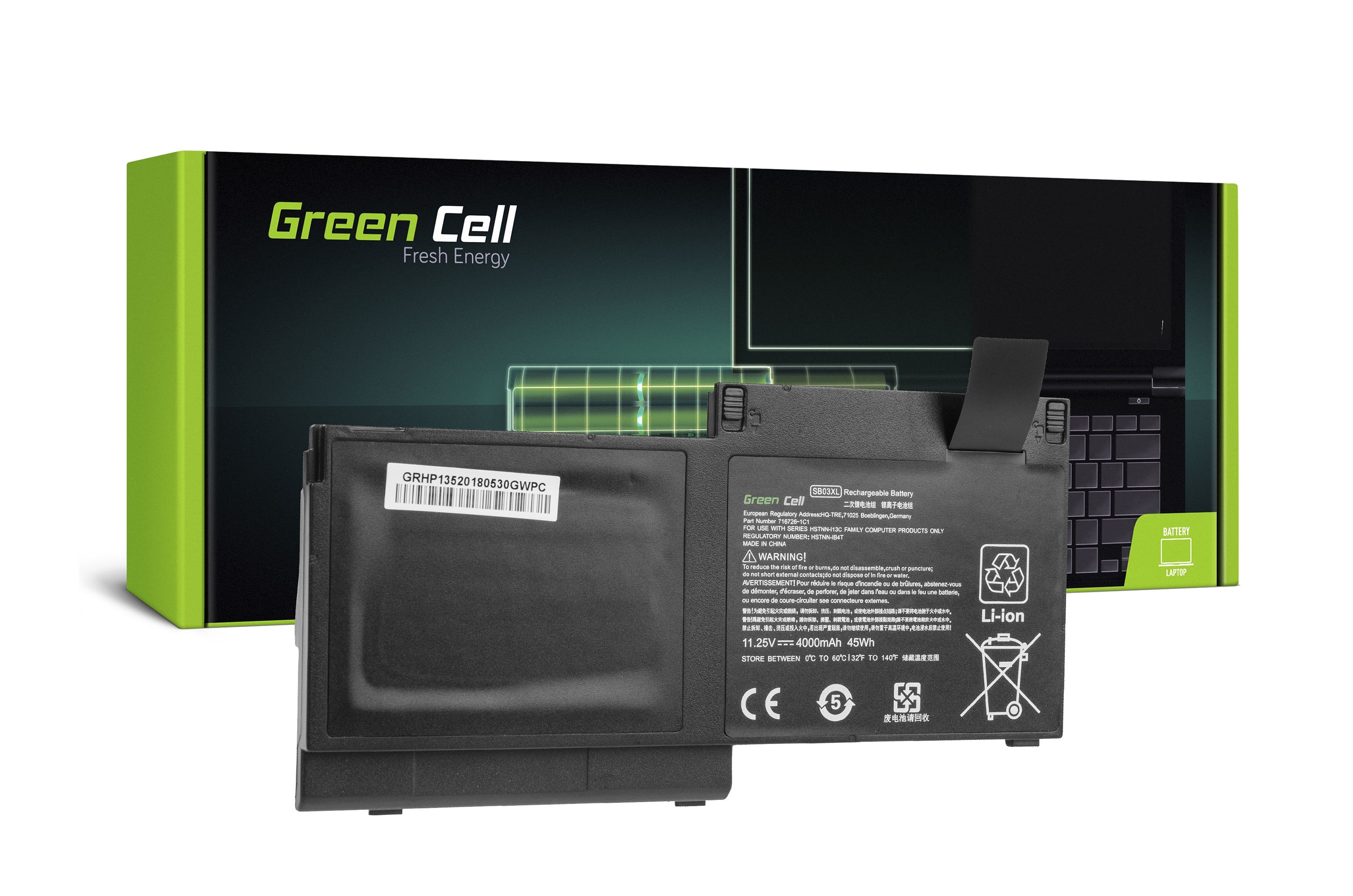 Green Cell kannettavan akku HP EliteBook 720 G1 G2 820 G1 G2 / 11,25V 4000mAh