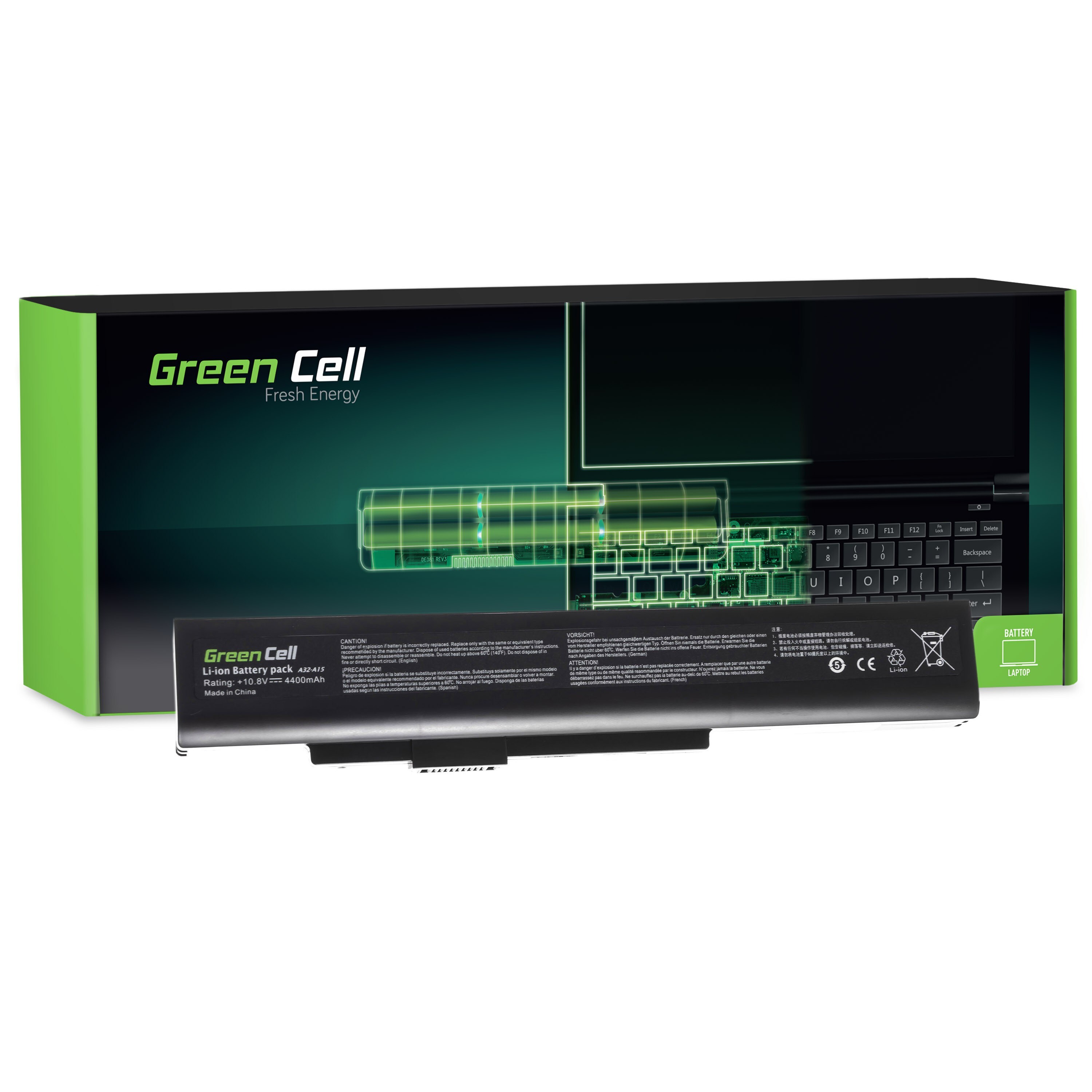 Green Cell kannettavan akku MSI A6400 CR640 CX640 MS-16Y1 / 11,1V 4400mAh