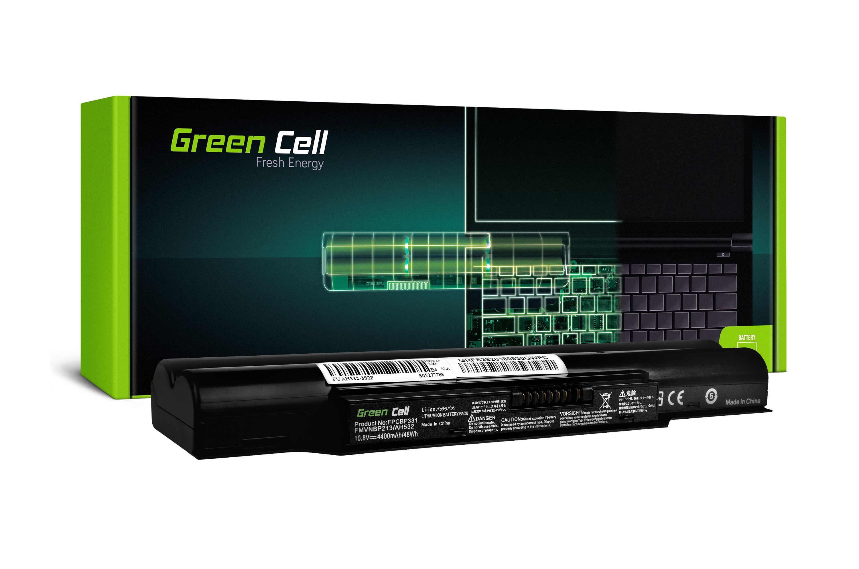 Green Cell kannetavan akku Fujitsu Lifebook A532 AH532 / 11,1V 4400mAh