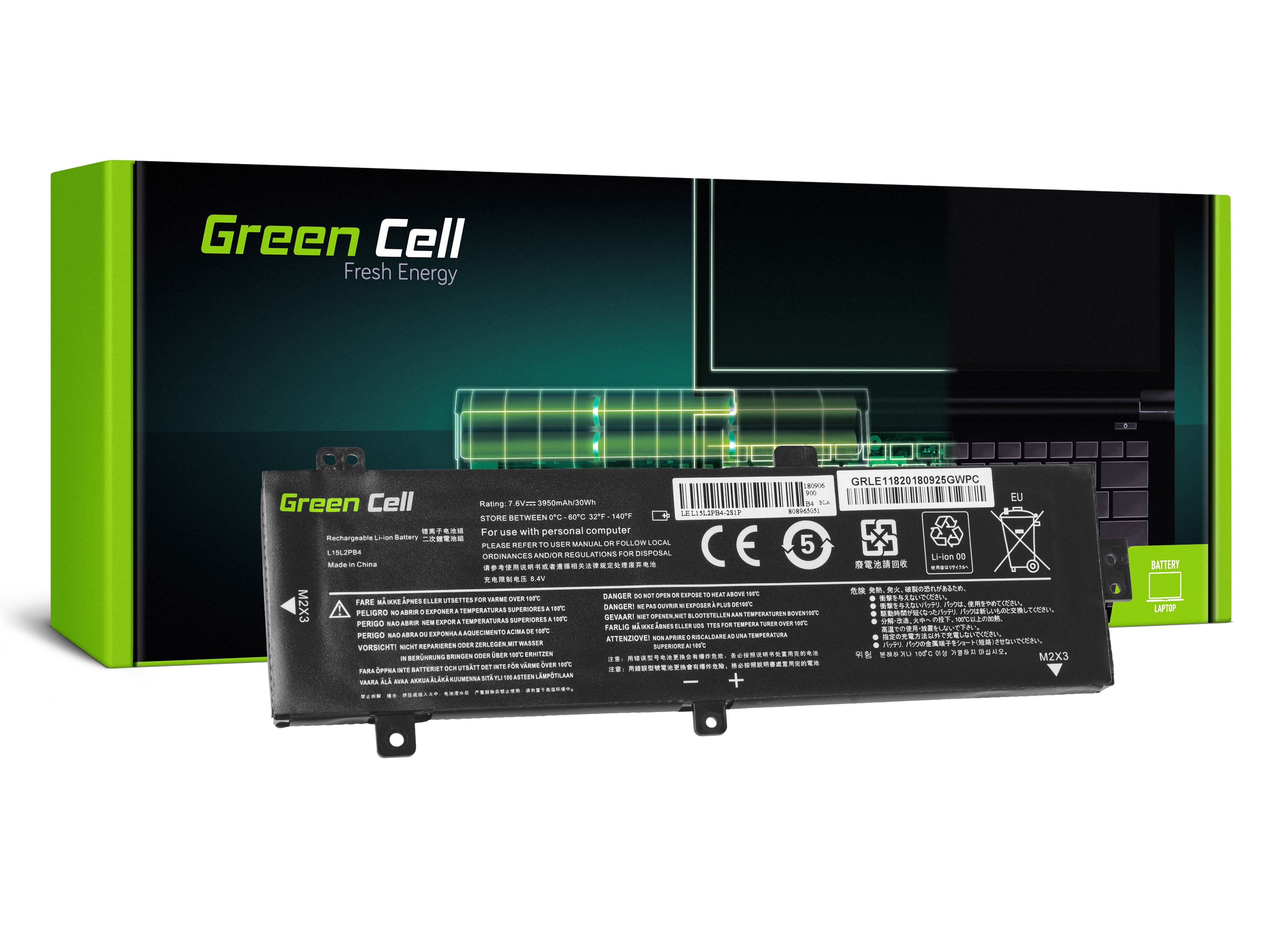 Green Cell kannettavan akku Lenovo V310 V310-14  / 3500 mAh 7.6 V