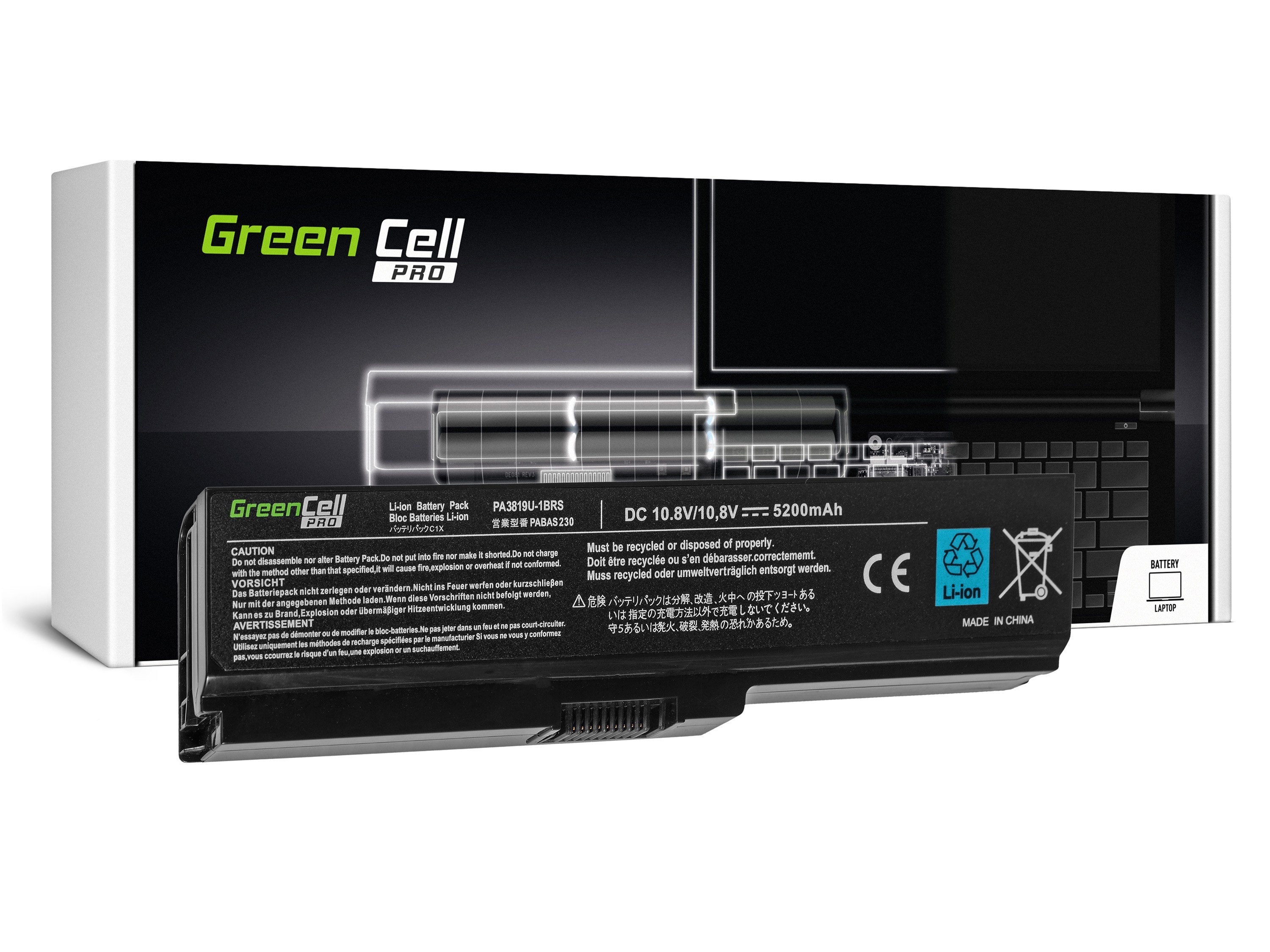 Green Cell PRO kannettavan akku Toshiba Satellite C650 C650D / 11,1V 5200mAh