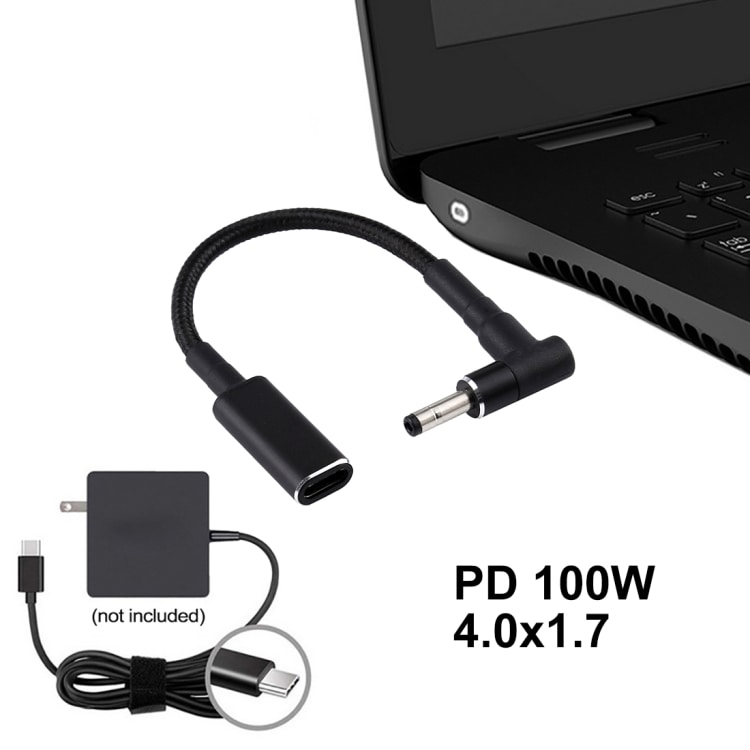 PD 100W 18.5-20V 4.0 x 1.7mm USB Tyyppi-C Sovittimeen