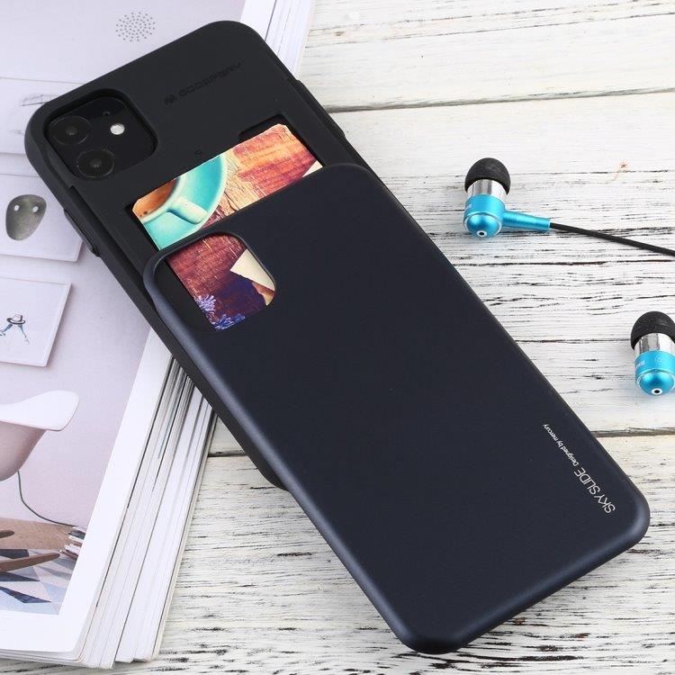 i-Jelly iskusuoja piilotetulla korttipaikalla iPhone 12 Mini - Tummansininen