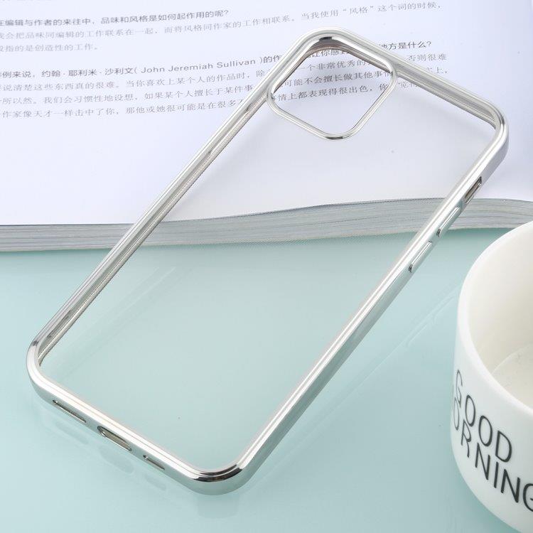 Erittäin ohut läpinäkyvä matkapuhelimen kuori hopeareunoilla iPhone 12 Mini