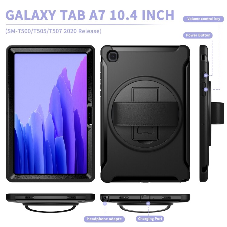 Kotelo pyöritettävällä kahvalla ja telineellä Samsung Galaxy Tab A7 (2020) T500/T505