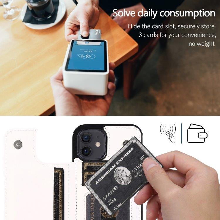 Iskunkestävä suojakuori korttipaikoilla iPhone 12 mini - Valkoinen