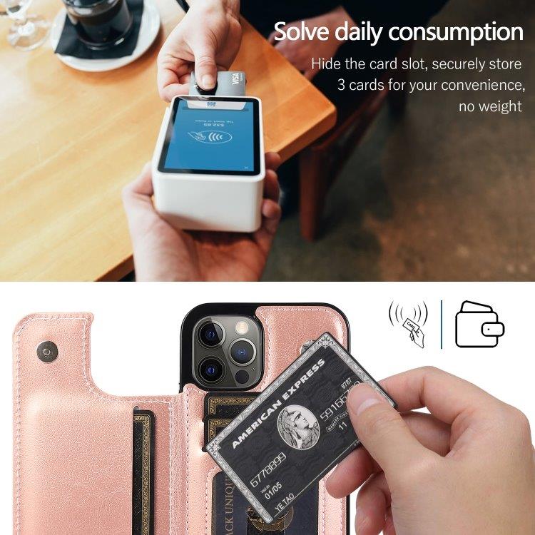 Iskunkestävä matkapuhelimen kuori korttipaikoilla iPhone 12 / 12 Pro - Pinkki