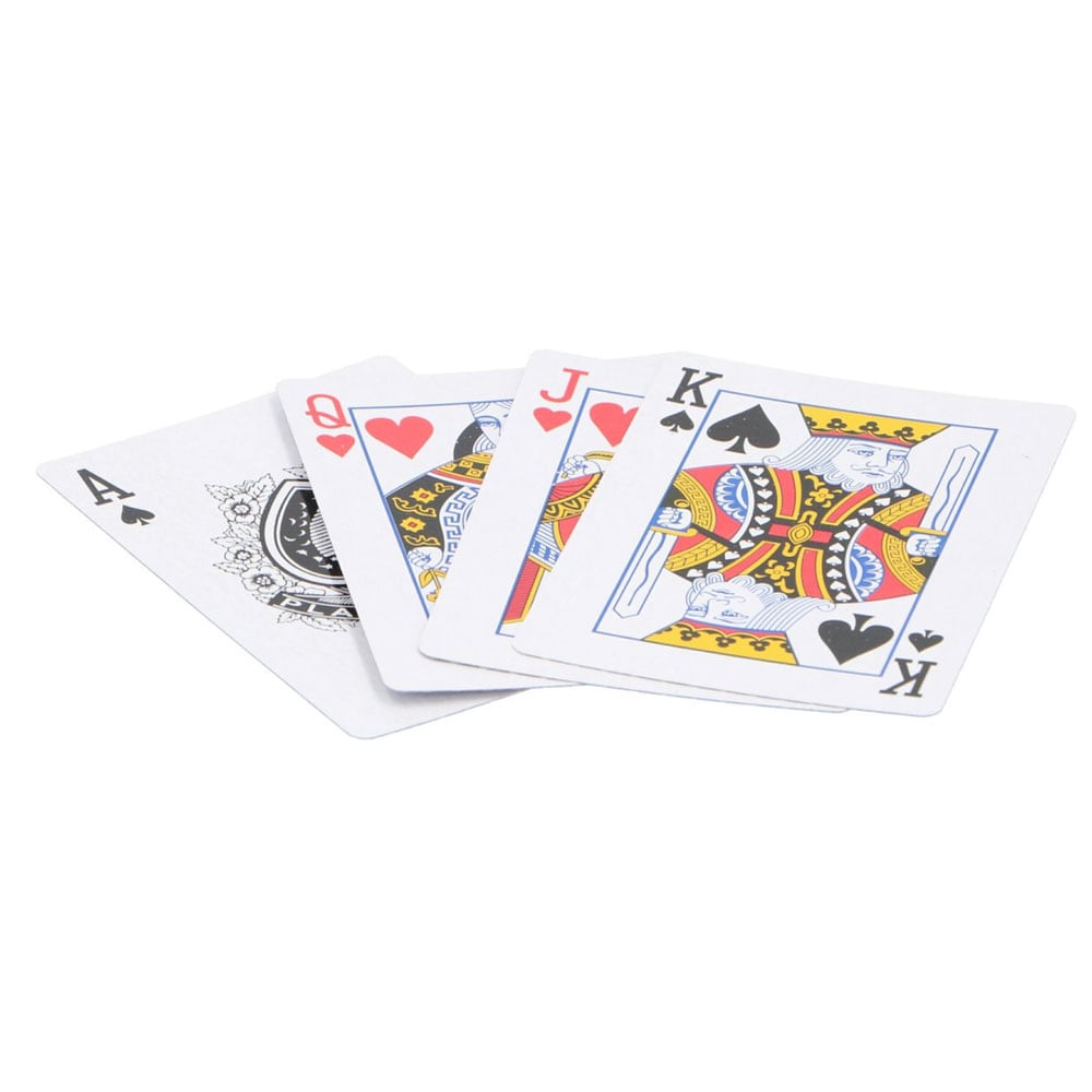 Pokerisetti, jossa pelimerkit, korttipakat ja nopat