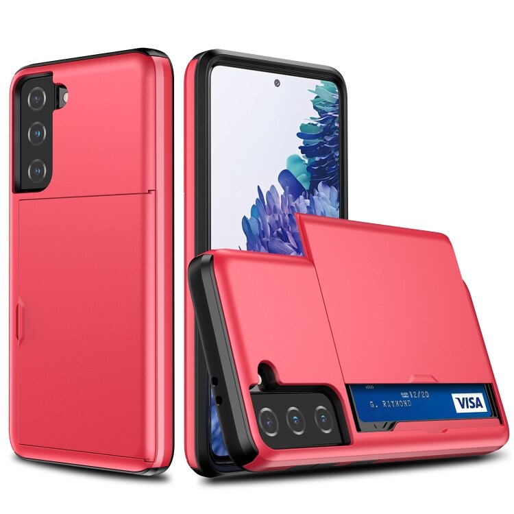Takakansi kätevällä korttilokerolla Samsung Galaxy S21+ 5G - Punainen