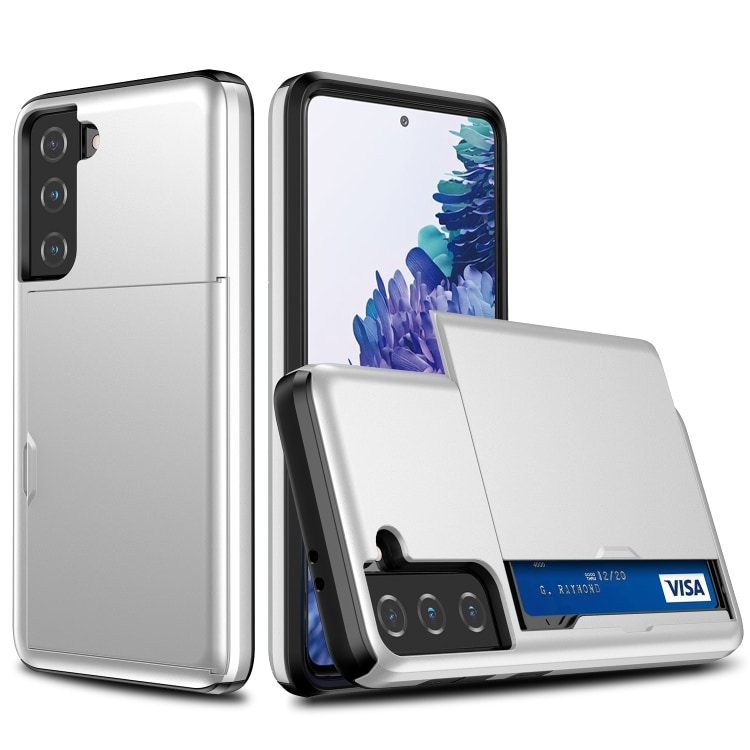 Takakansi kätevällä korttilokerolla Samsung Galaxy S21+ 5G - Valkoinen