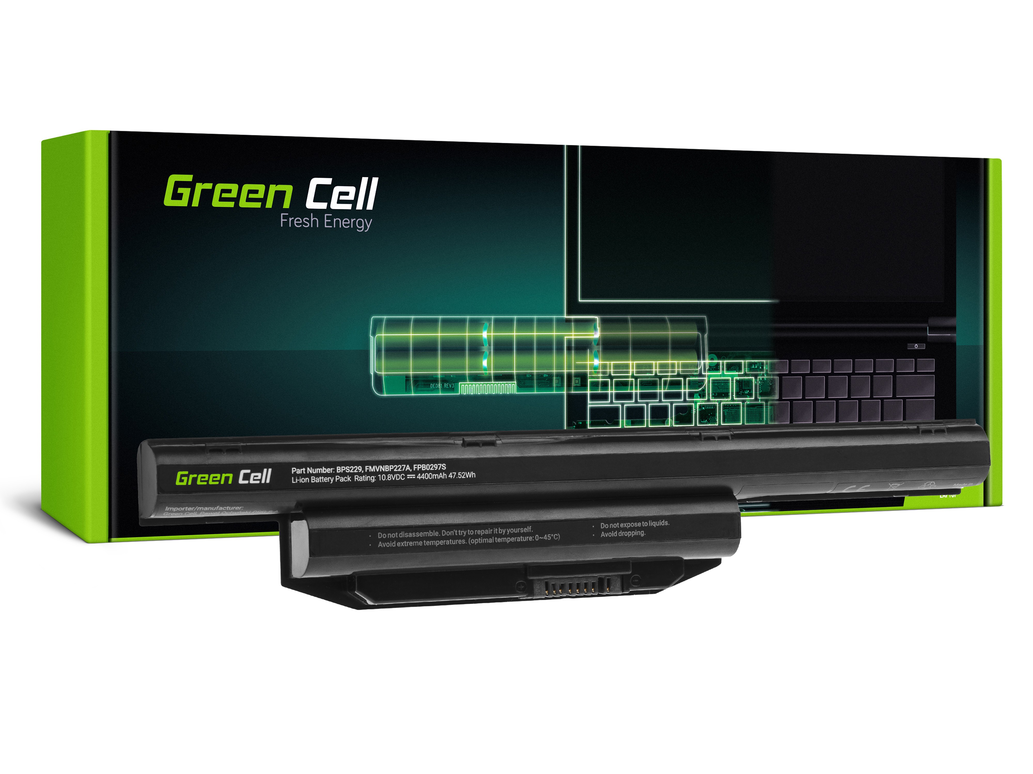 Kannettavan tietokoneen akku Green Cell Fujitsu LifeBook A514 A544 A555 AH544