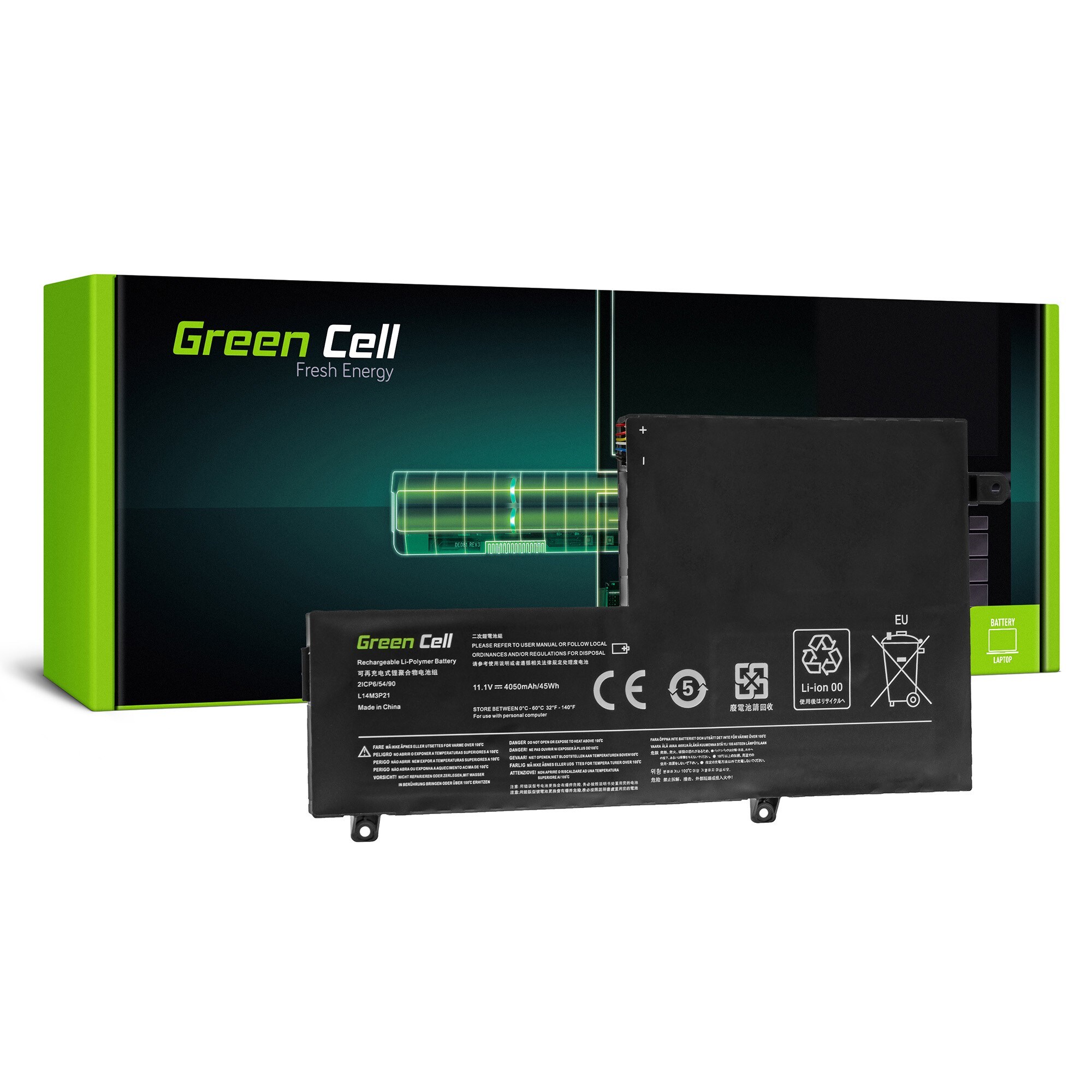 Green Cell akku L14M3P21 Lenovo Yoga 500-14IBD 500-14ISK