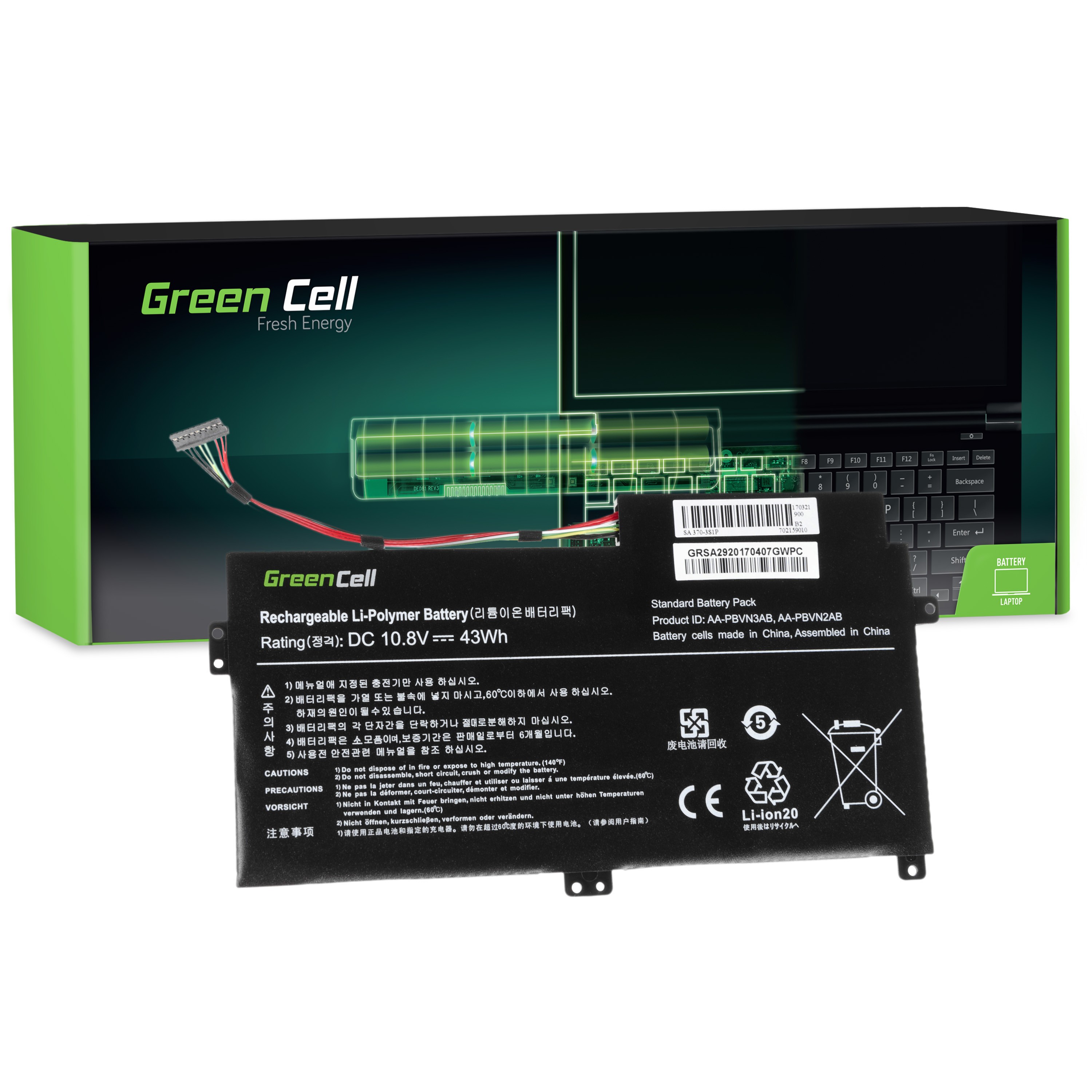 Green Cell kannettavan tietokoneen akku Samsung 370R 370R5E NP370R5E NP450R5E