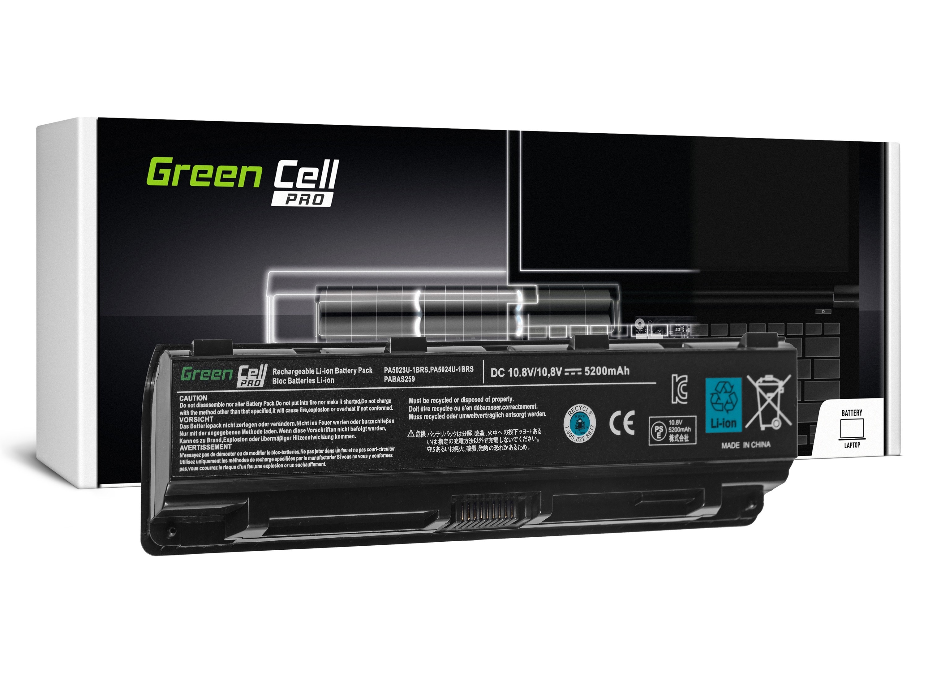 Green Cell PRO kannettavan tietokoneen akku Toshiba Satellite C850 C855 C870 L850