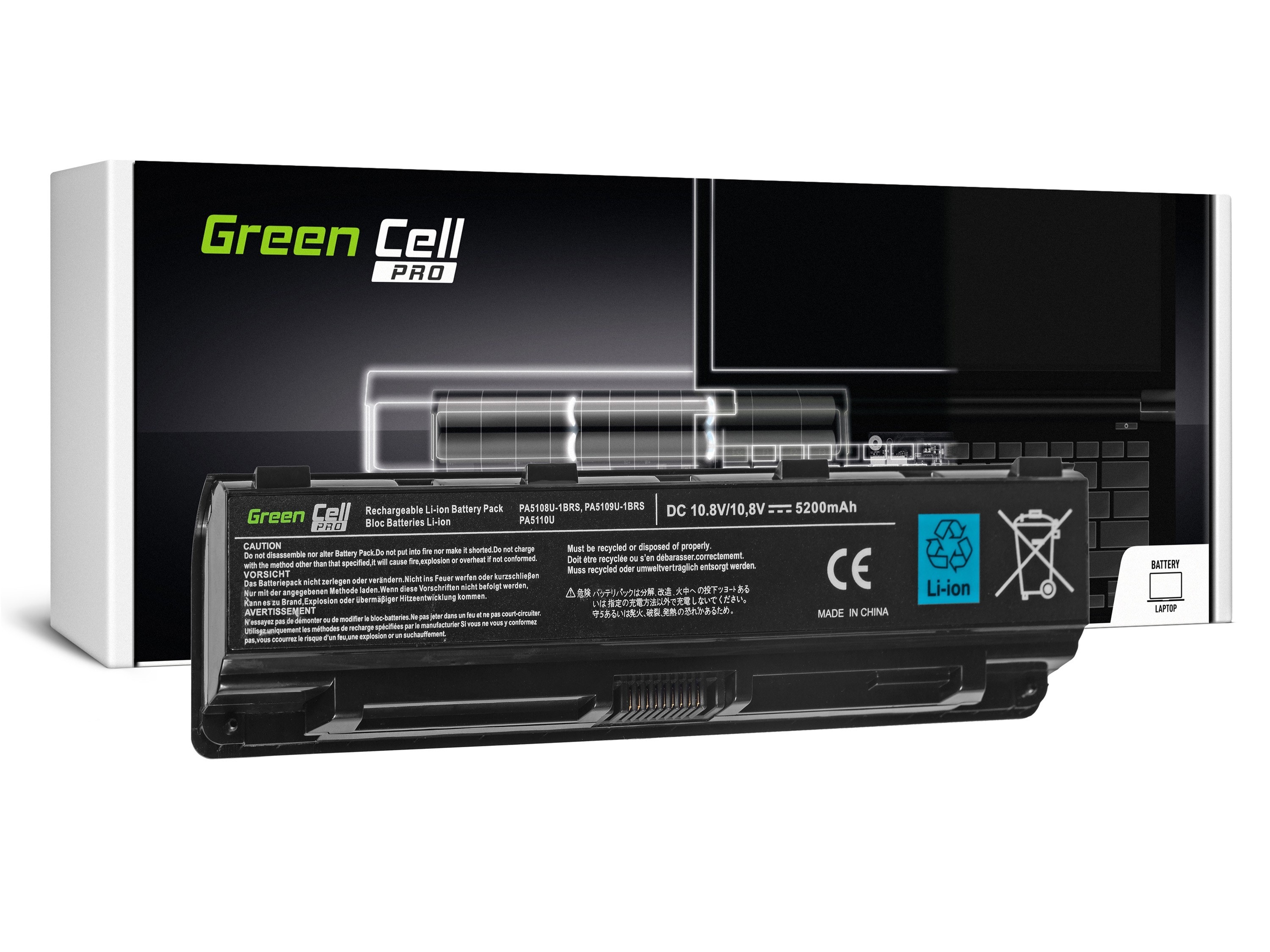 Green Cell PRO kannettavan tietokoneen akku Toshiba Satellite C50 C50D C55 C55D