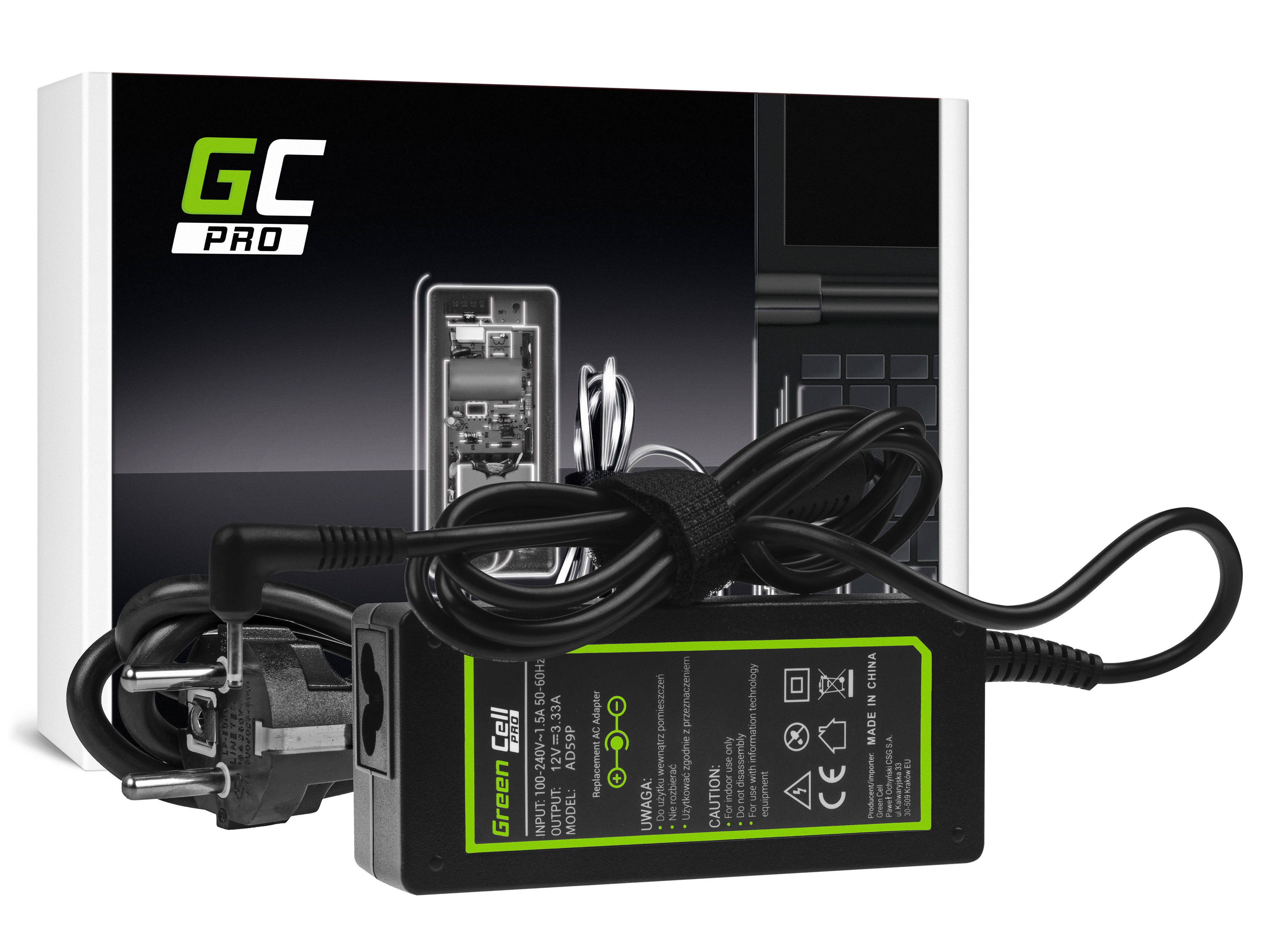 Green Cell PRO laturi / AC Adapteri Samsung 12V 3.33A 40W