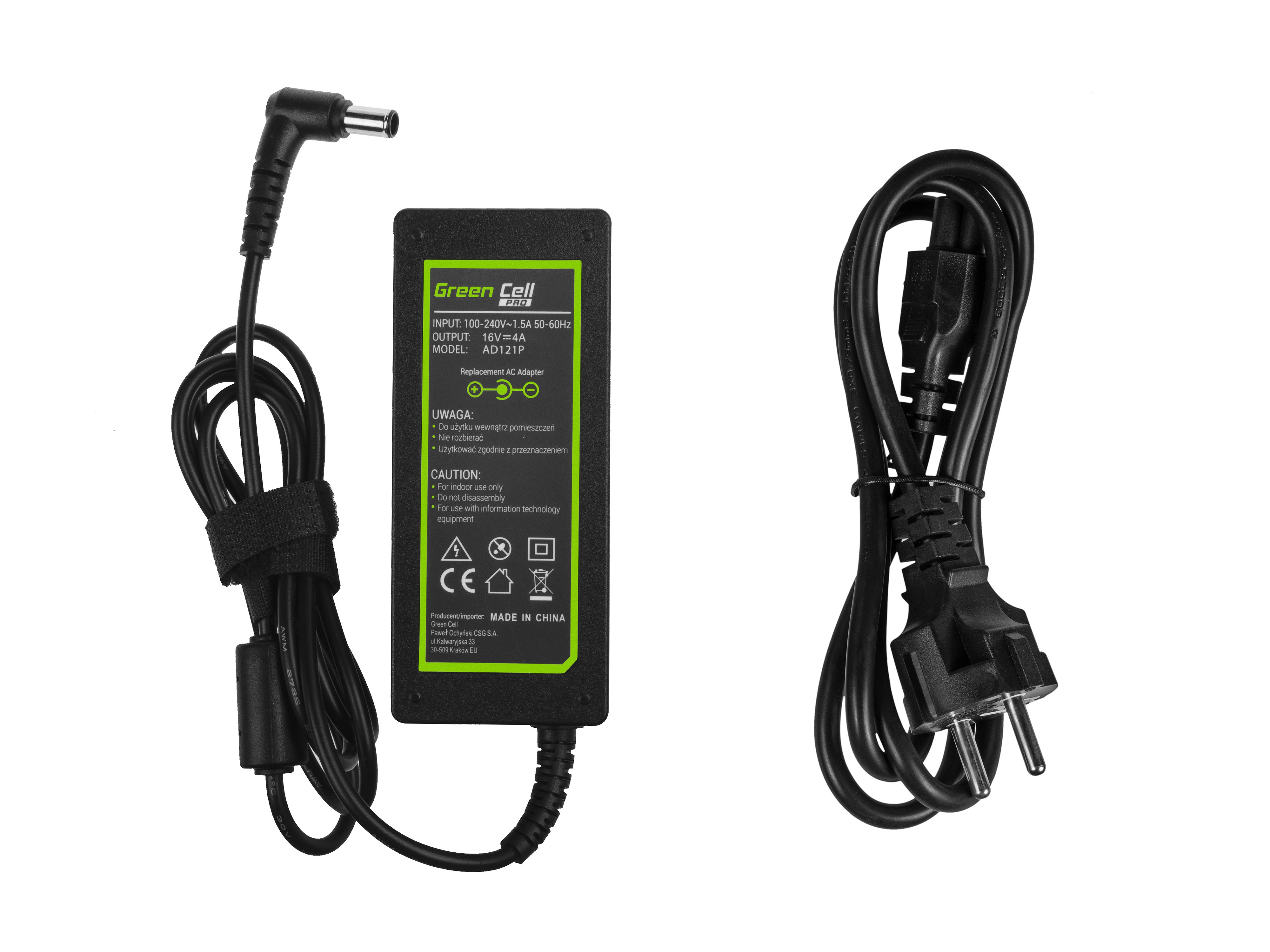 Green Cell PRO laturi / AC Adapteri Sony Vaio PCG-R505 -16V 4A 64W