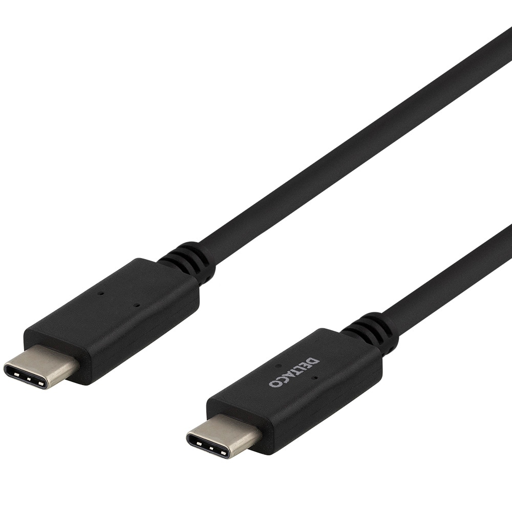 Deltaco USB-C - USB-C Kaapeli 1m - Musta