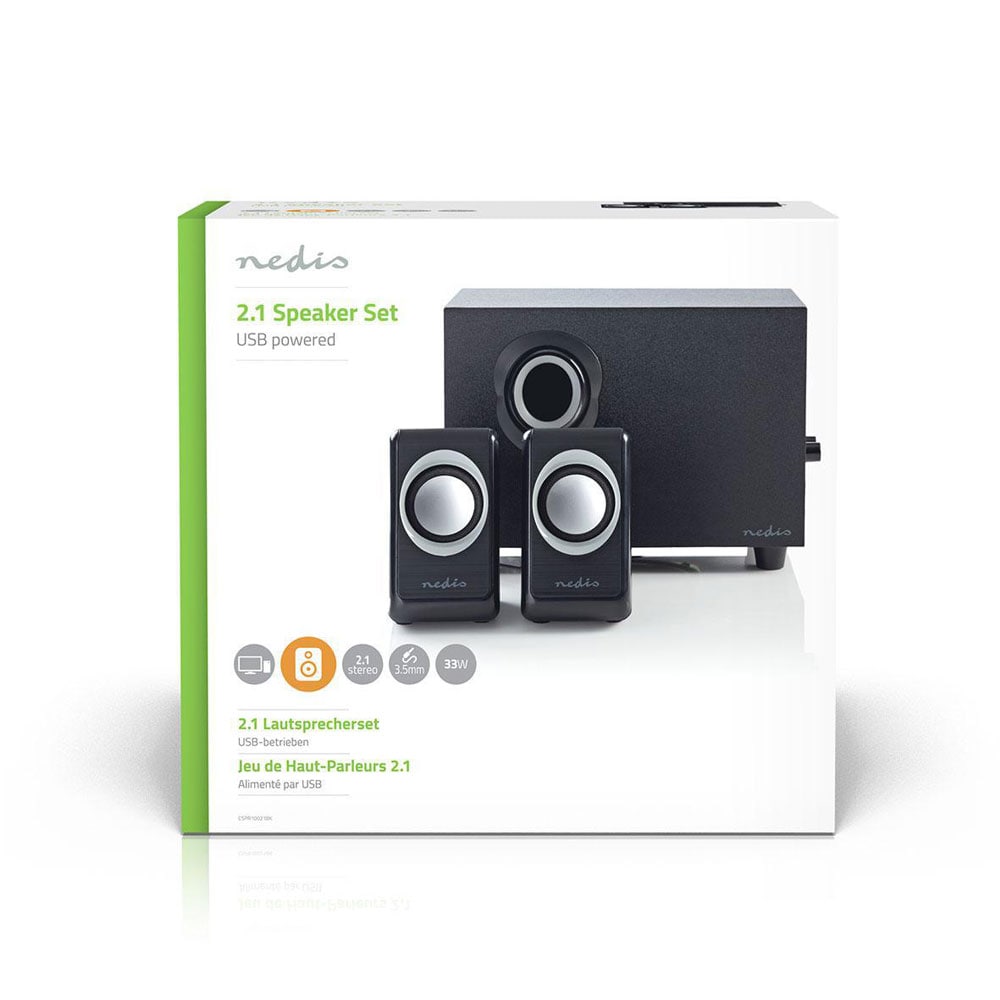 PC-kaiuttimet 2.1 / tietokonekaiuttimet subwooferilla / USB-kaiuttimet / kaiutinjärjestelmä 33 W